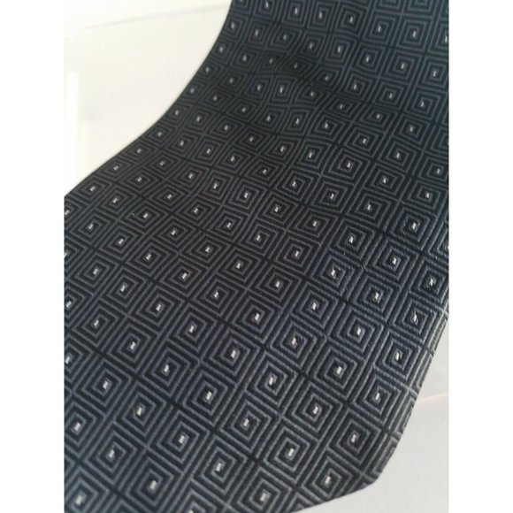 Jones New York Men's Tie Classic Black with Grey mini squares 100% imported Silk - Picture 2 of 4
